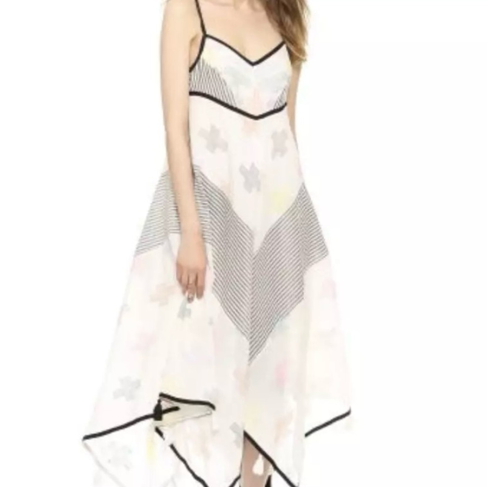 Free People Crossing Paths Dress Midi Handkerchief Hem Tassels Festival Boho